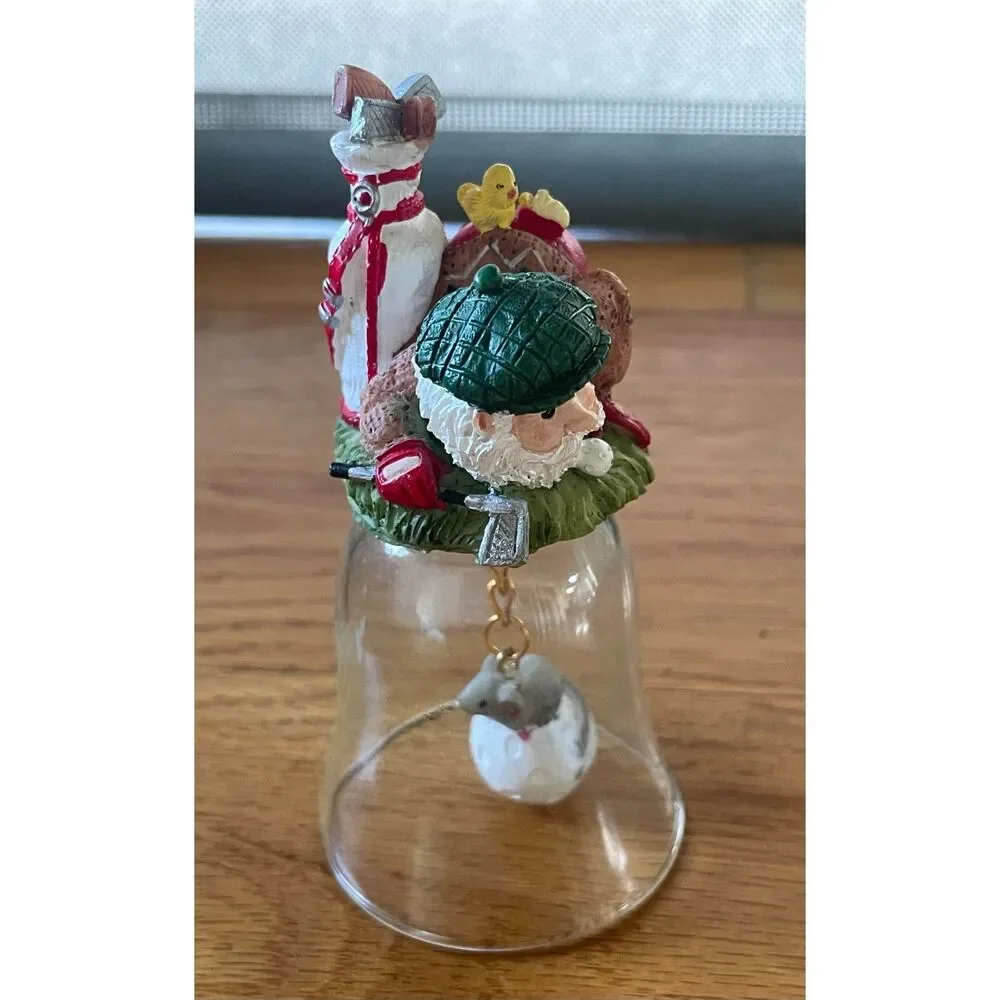 Vintage Giftcraft Golf Gnome Glass Bell Mouse Golf Ball Clapper Collectible